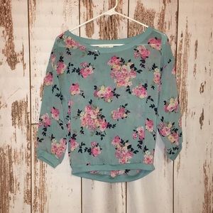 Sheer Turquoise Floral Blouse